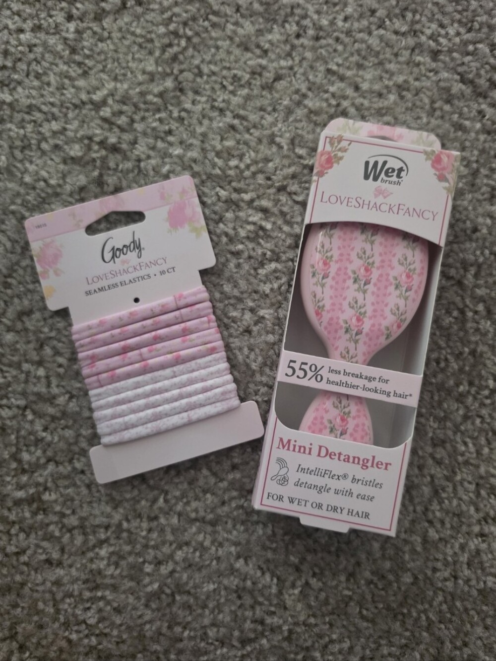 Goody x LoveShackFancy seamless elastic pack and Wet Brush Mini Detangler